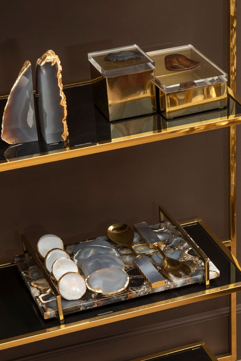 Black & Gold Agate Luxury Tray