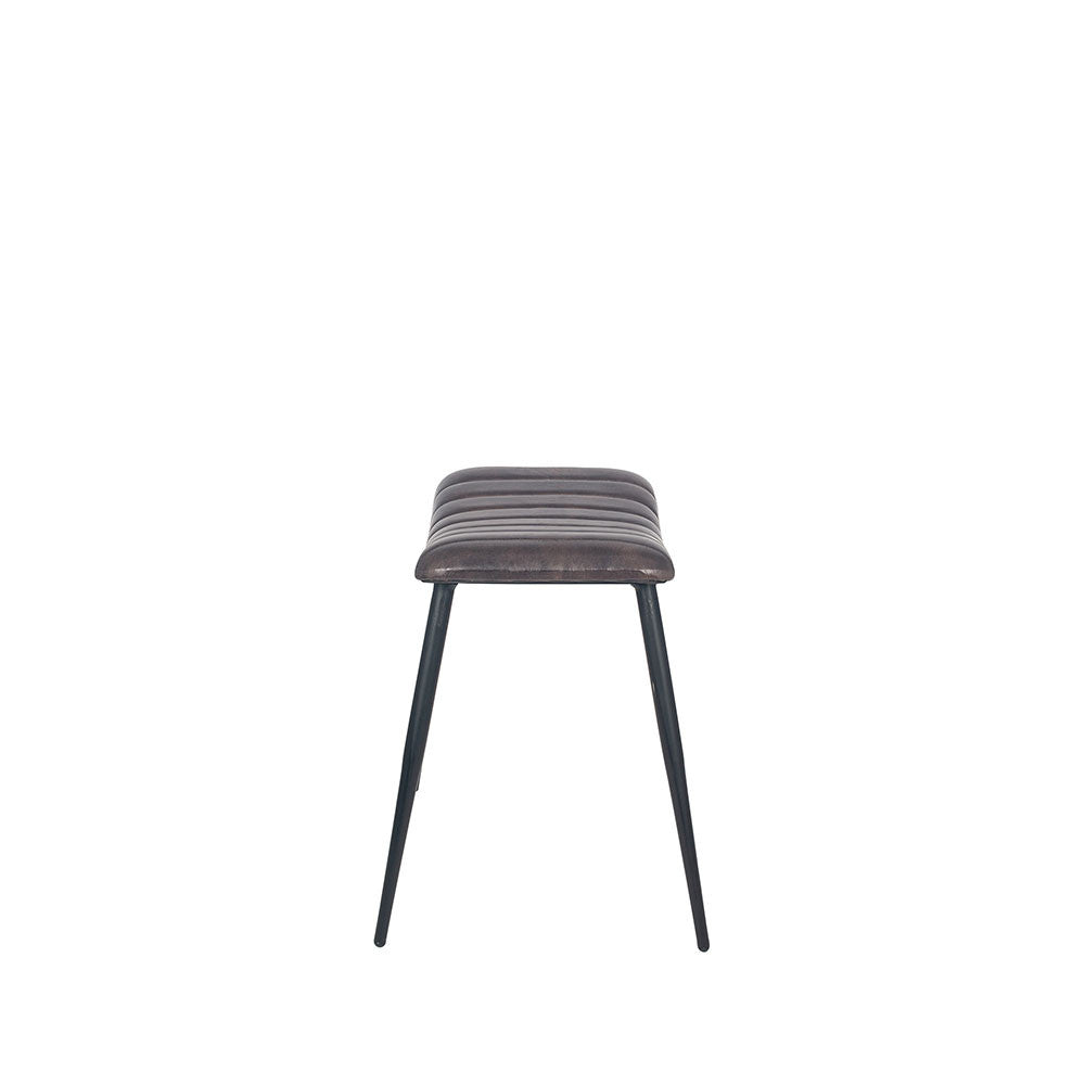 Steal Grey Leather and Iron Curved Stool