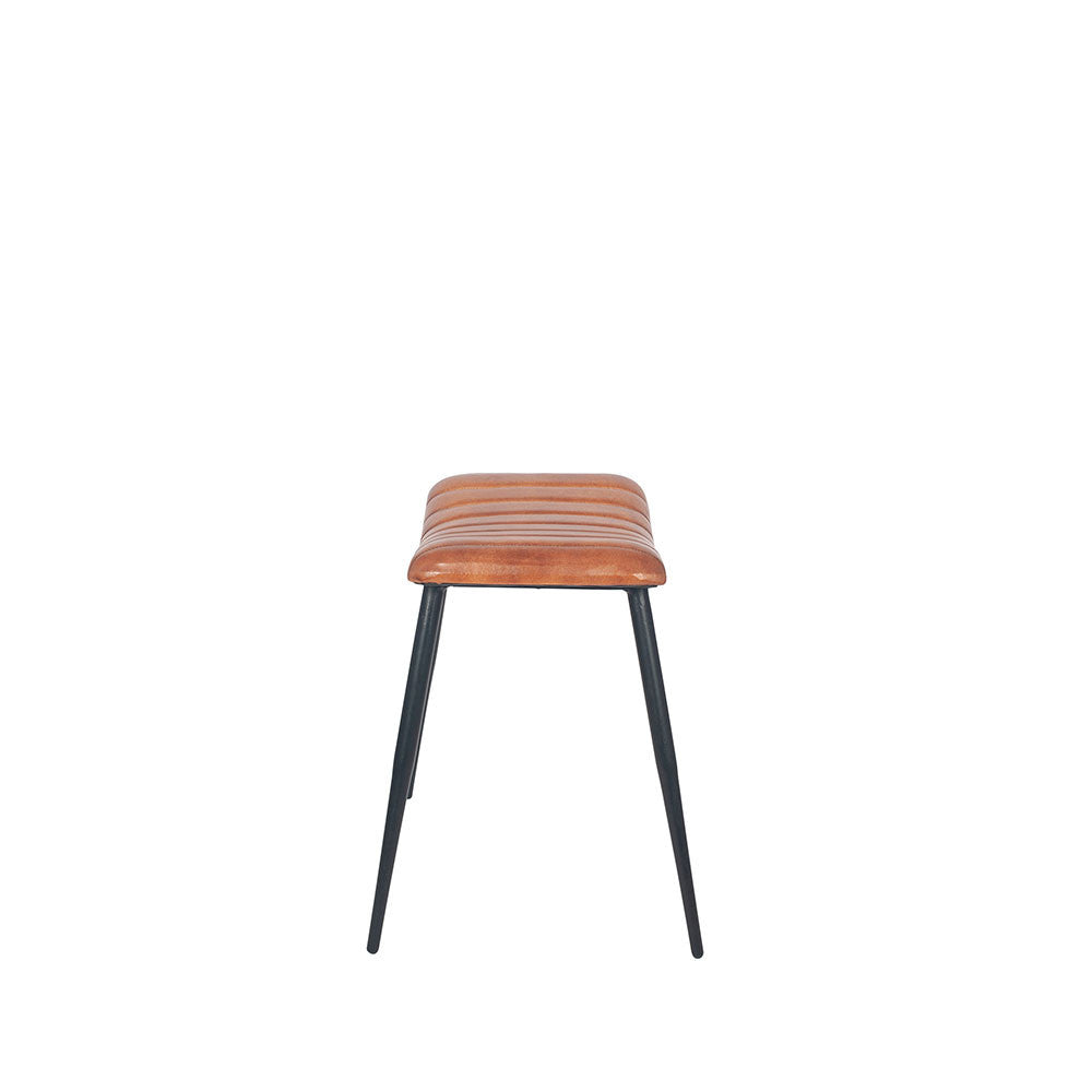 Tan Leather and Iron Curved Stool