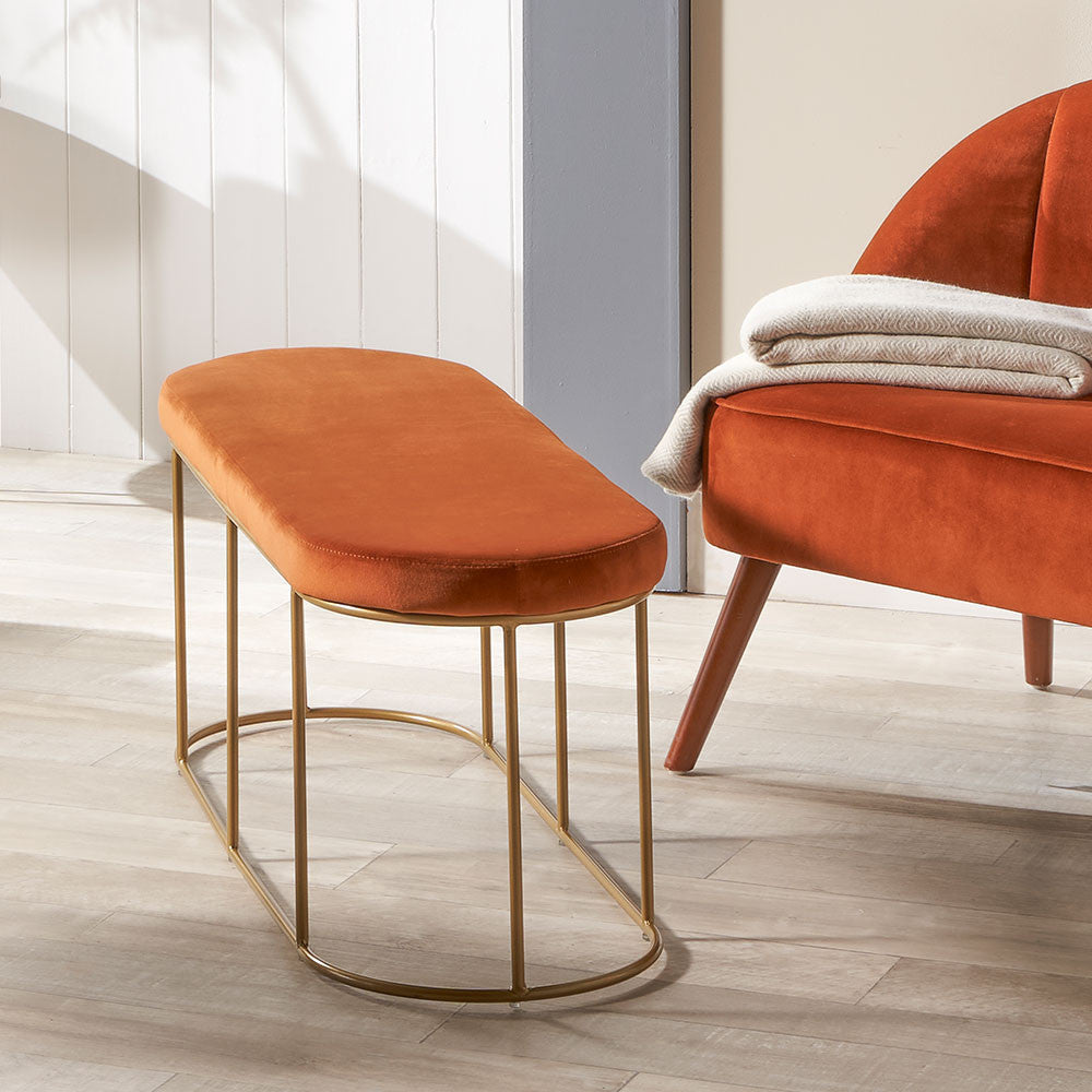 Tobacco & Gold Frame Bench