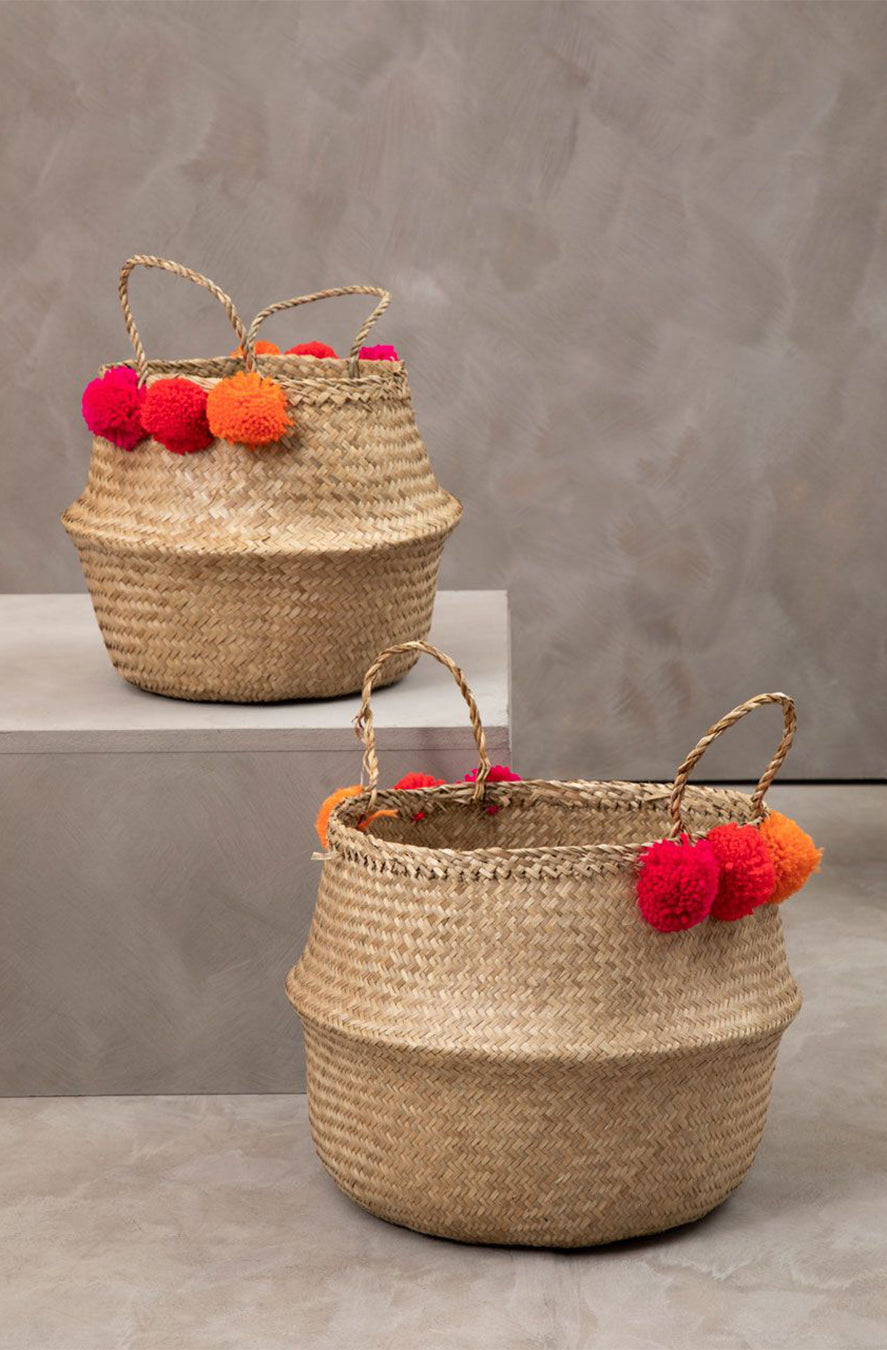 Seagrass Pom Pom Basket