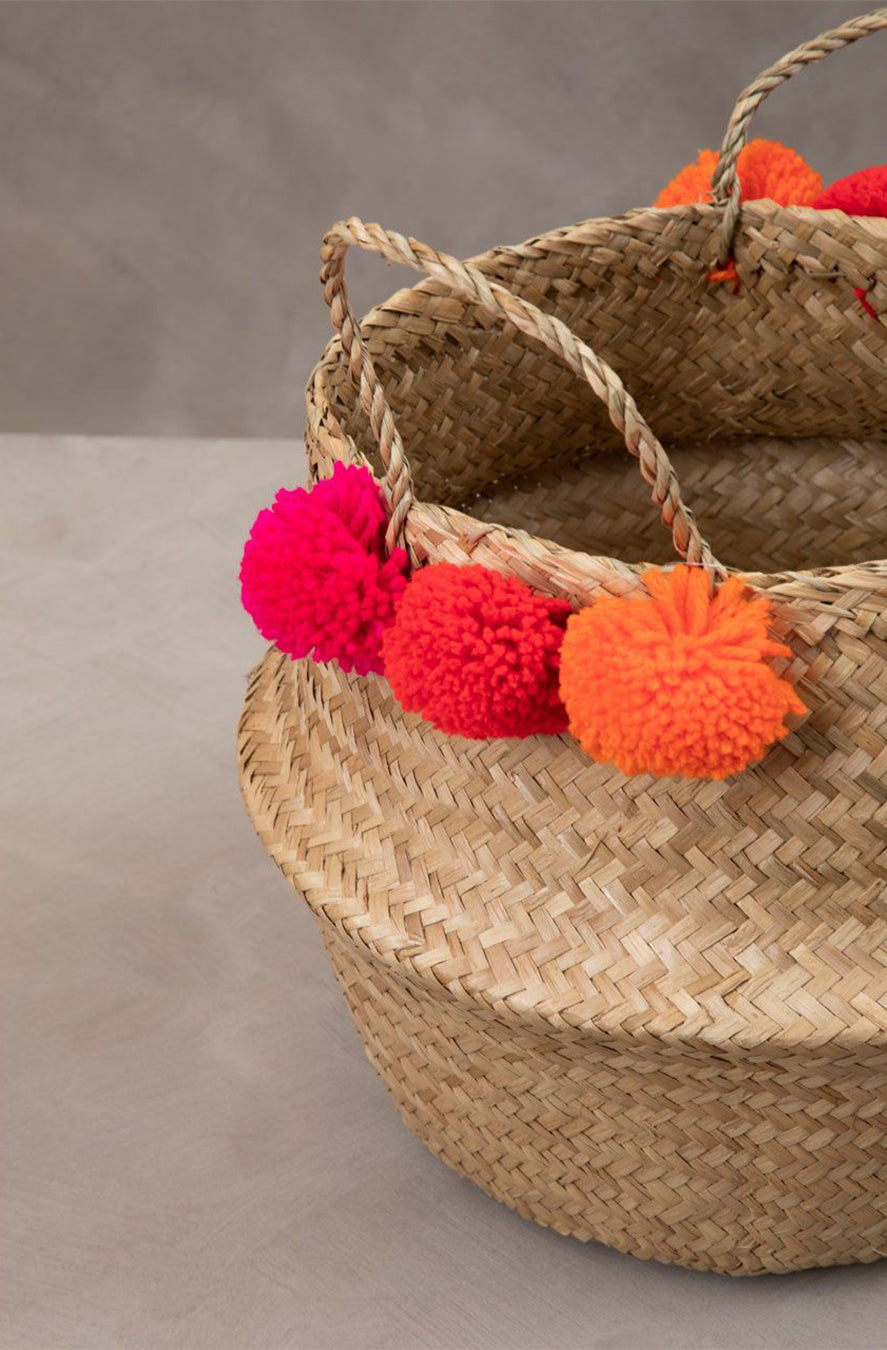 Seagrass Pom Pom Basket