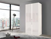 Bermuda Hinged 2 Door Wardrobe Glass White 100cm