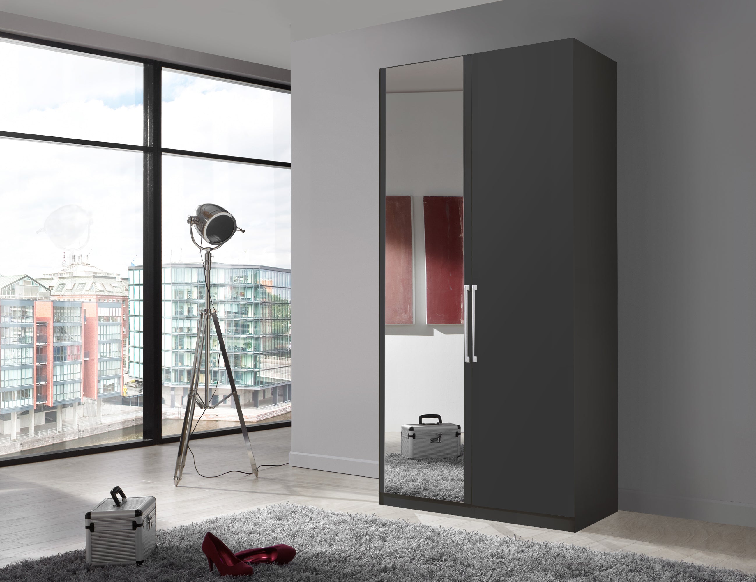 Bermuda Hinged 2 Door Wardrobe Matte Graphite 100cm