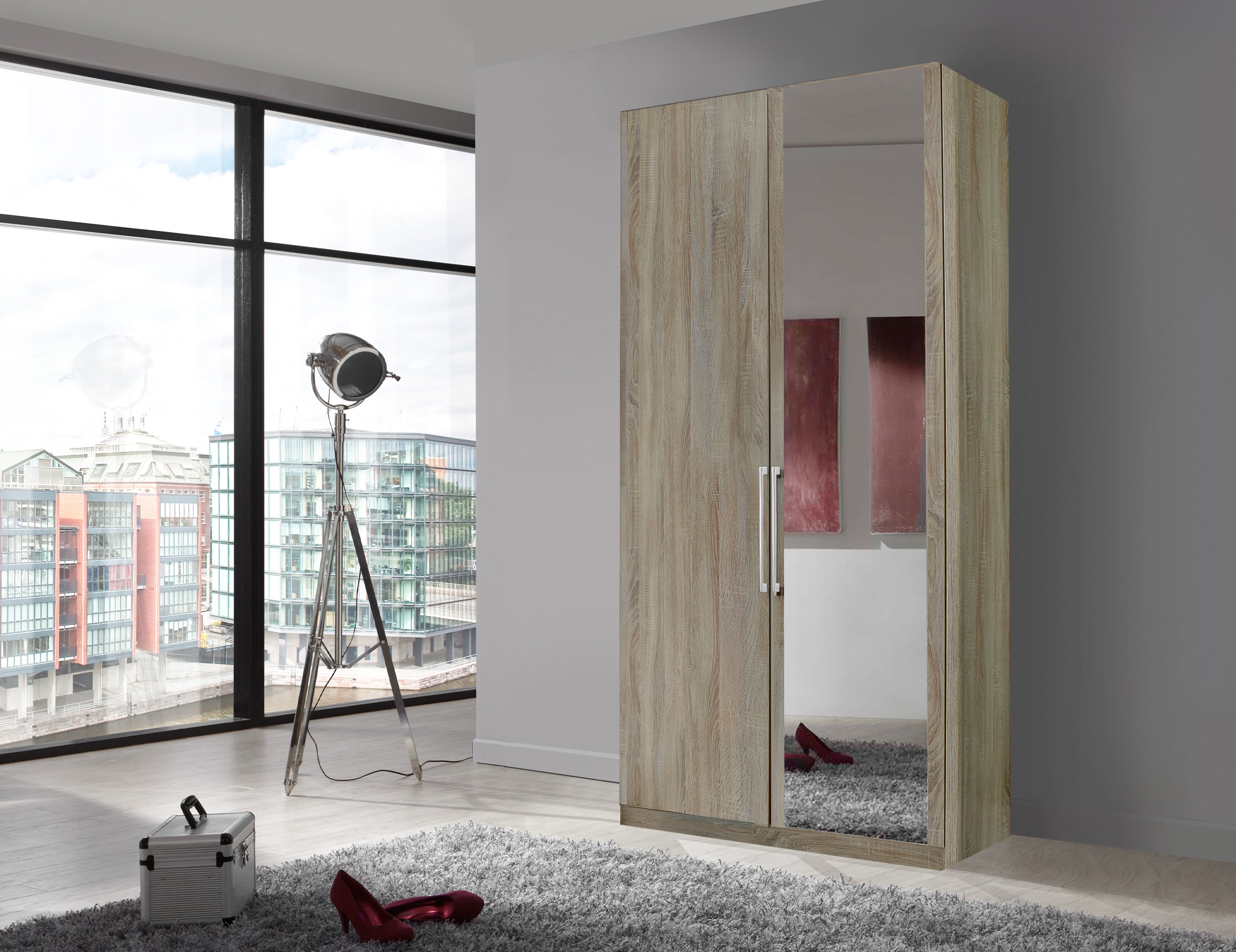 Bermuda Hinged 2 Door Wardrobe Rustic Oak 100cm