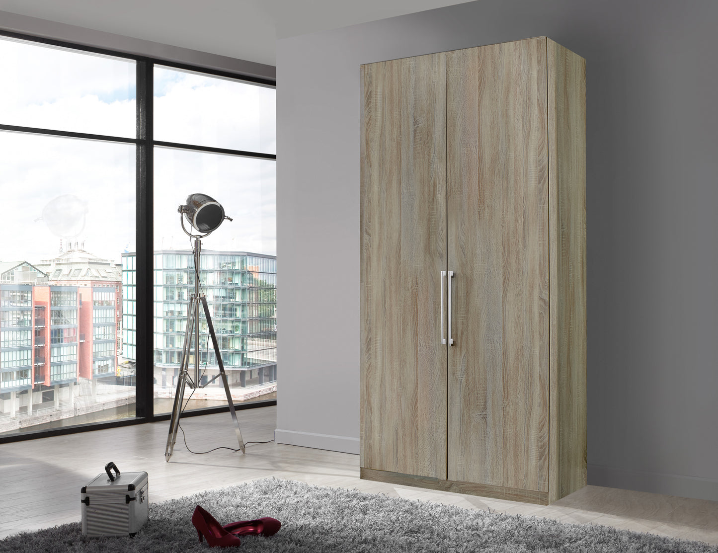 Bermuda Hinged 2 Door Wardrobe Rustic Oak 100cm