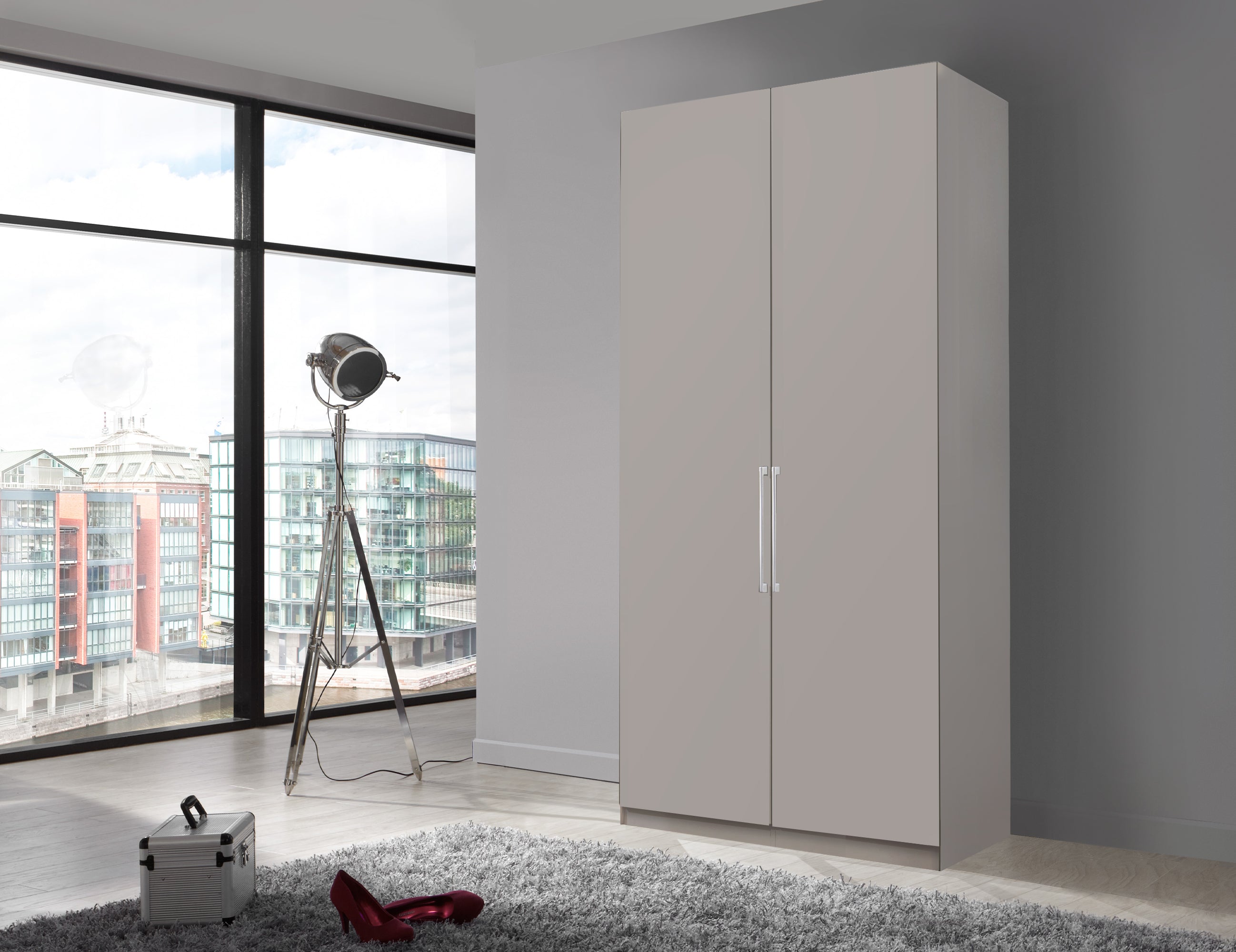 Bermuda Hinged 2 Door Wardrobe Matte Pebble Grey 100cm