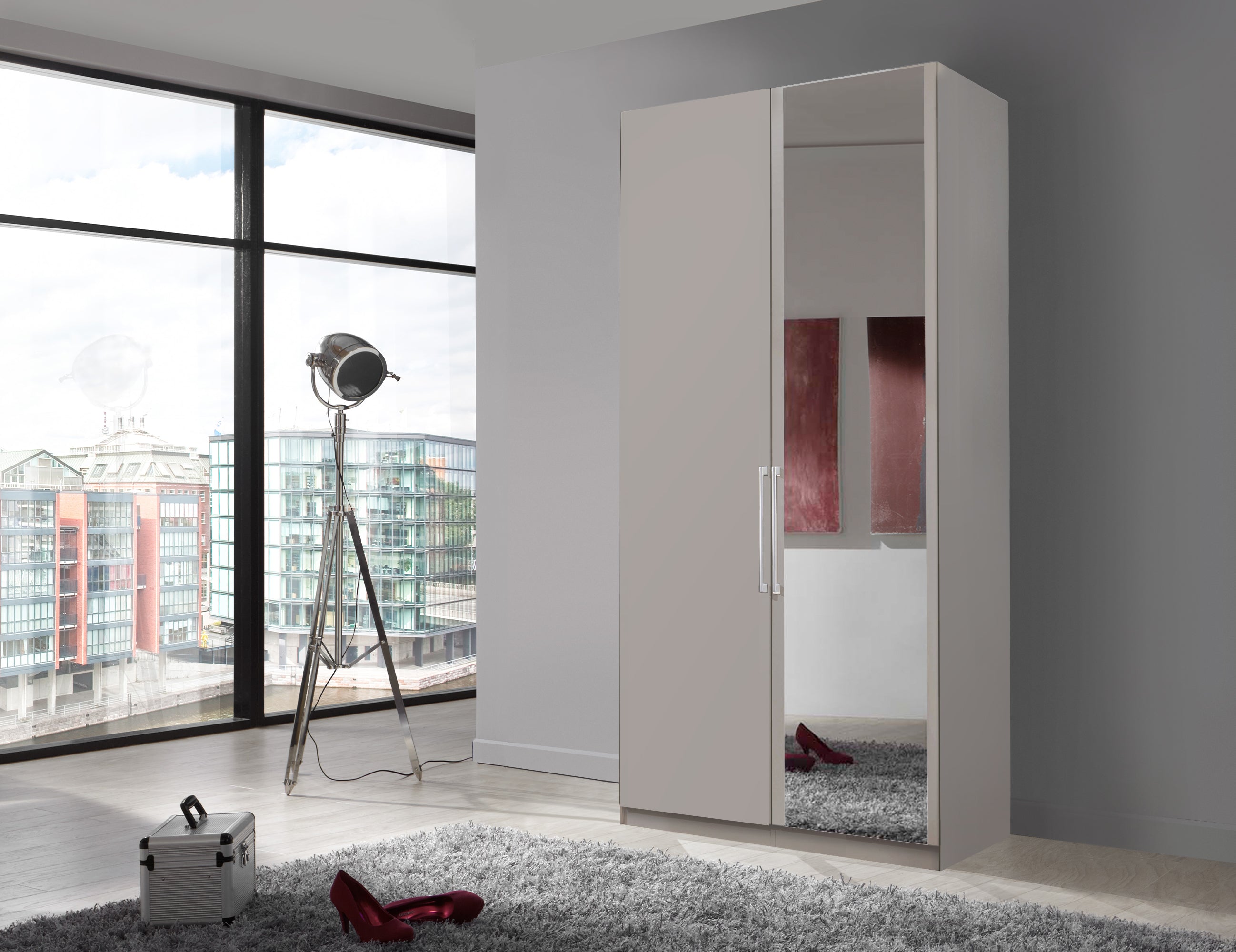 Bermuda Hinged 2 Door Wardrobe Matte Pebble Grey 100cm