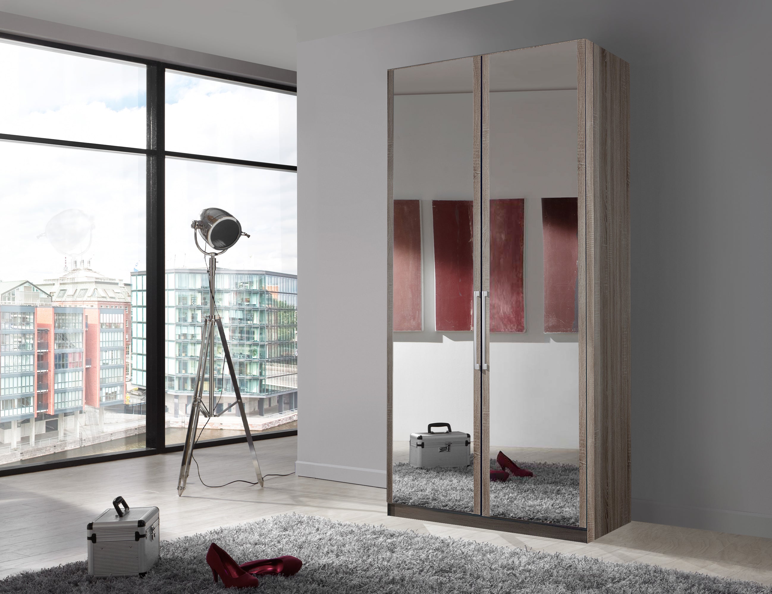 Bermuda Hinged 2 Door Wardrobe Dark Rustic Oak 100cm