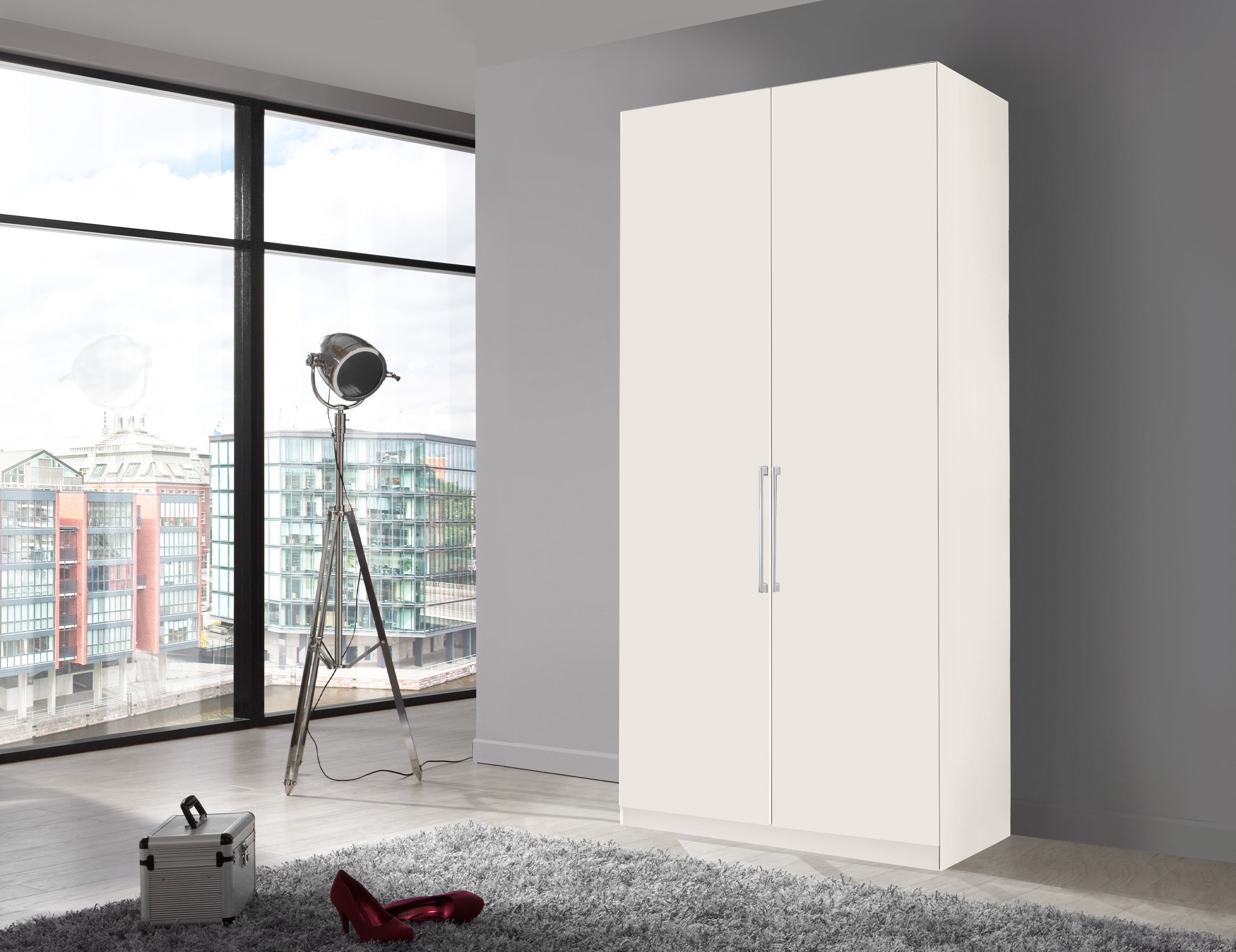 Bermuda Hinged 2 Door Wardrobe Matte White 100cm