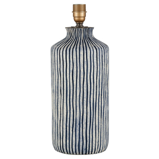 Blue Stone Embossed Stripe Lamp & 40cm Stone Shade