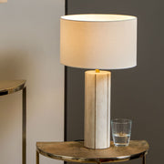 White & Gold Marble Lamp & White Shade