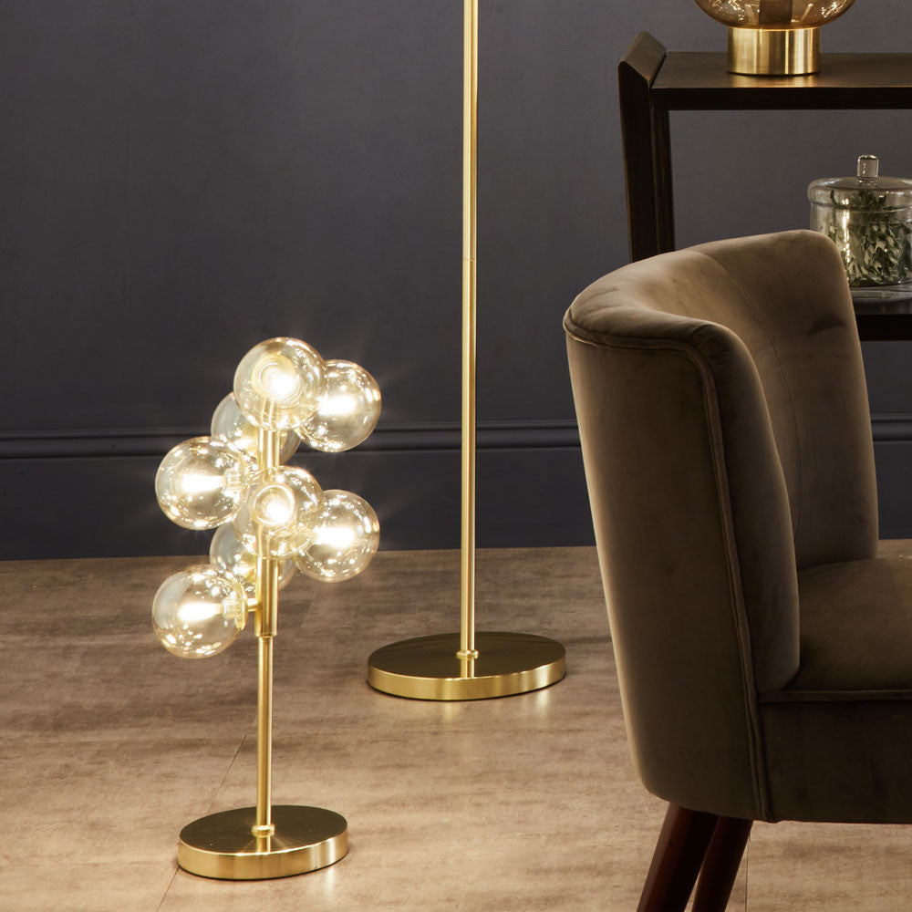 Lustre Glass Orb and Metal Table Lamp
