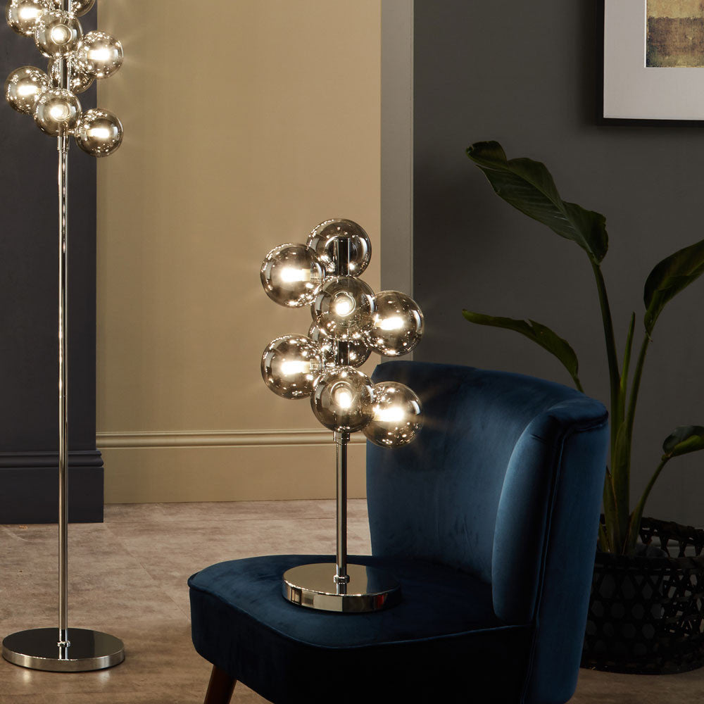 Lustre Glass Orb and Metal Table Lamp