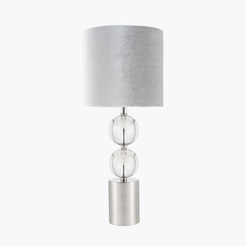 Brushed Silver and Clear Glass Table Lamp