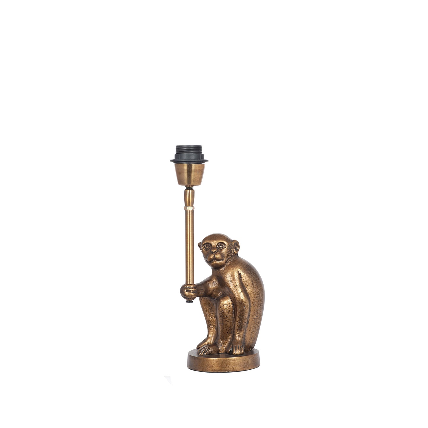 Antique Brass Monkey Lamp & 25cm Forest Green Shade
