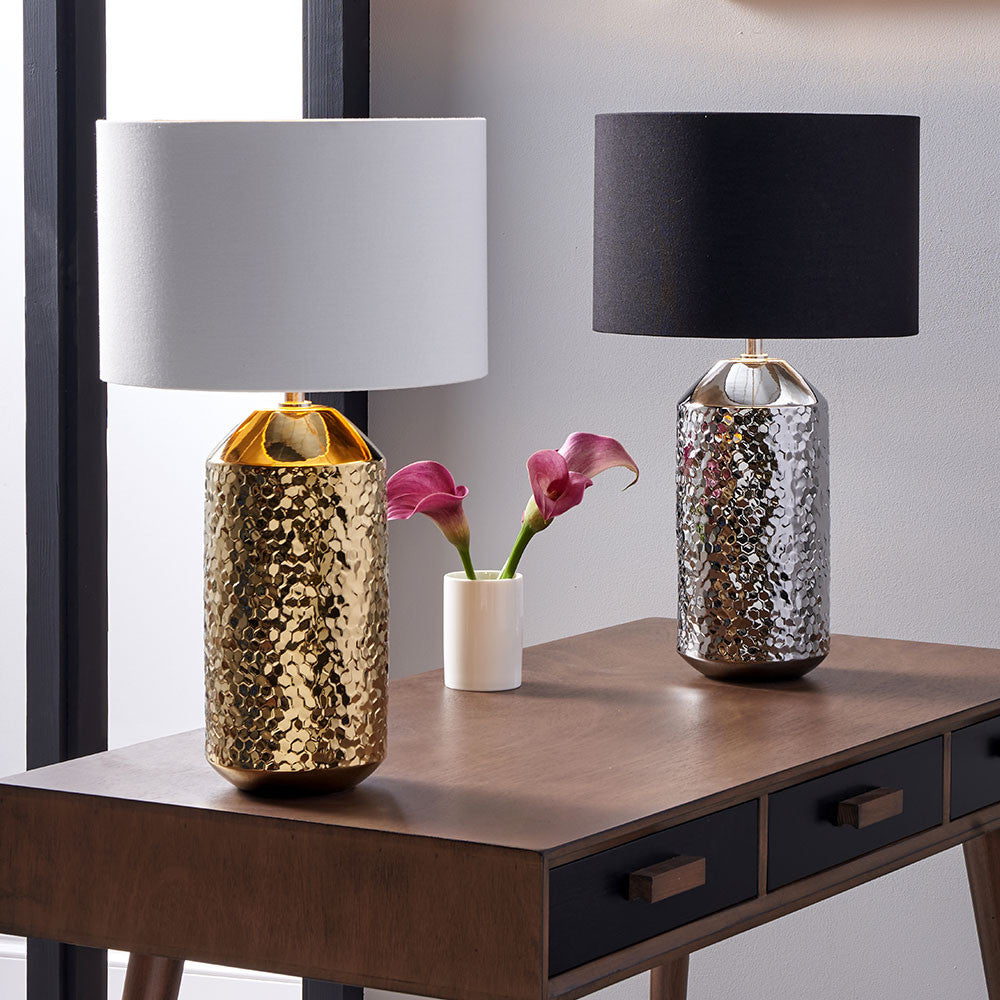 Vegabond Gold Ceramic Lamp & White Shade