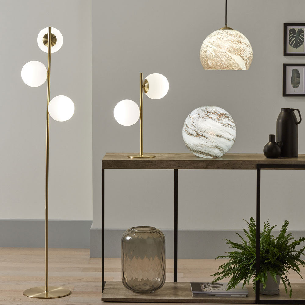 Asterope White Orb & Gold Floor Lamp