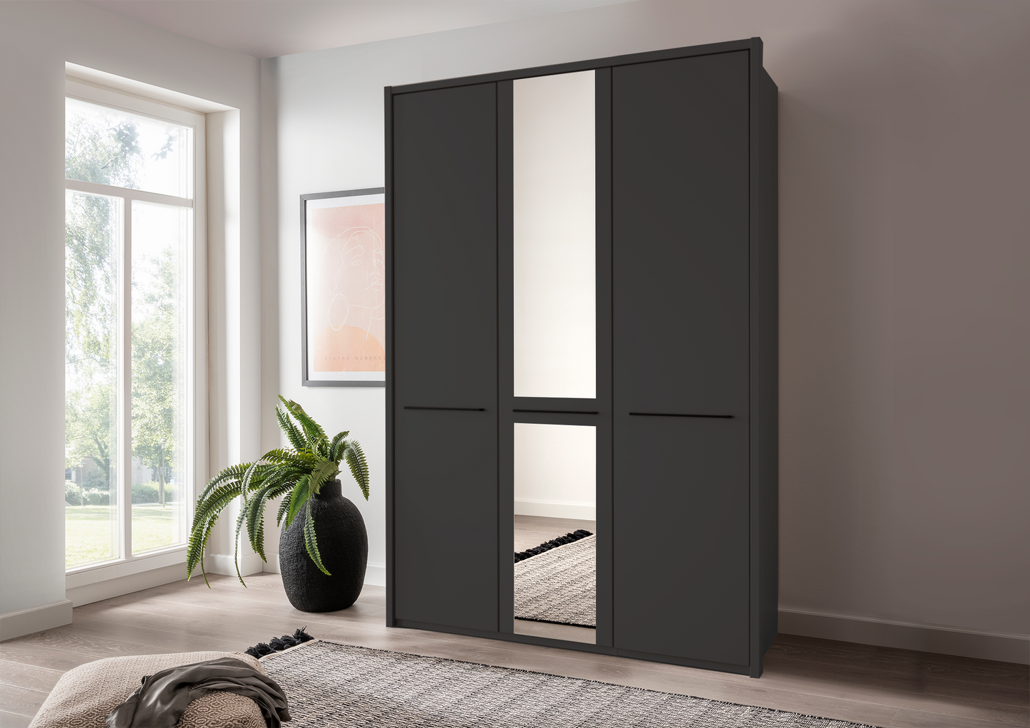 Cairo 3 Door Wardrobe Graphite 150cm