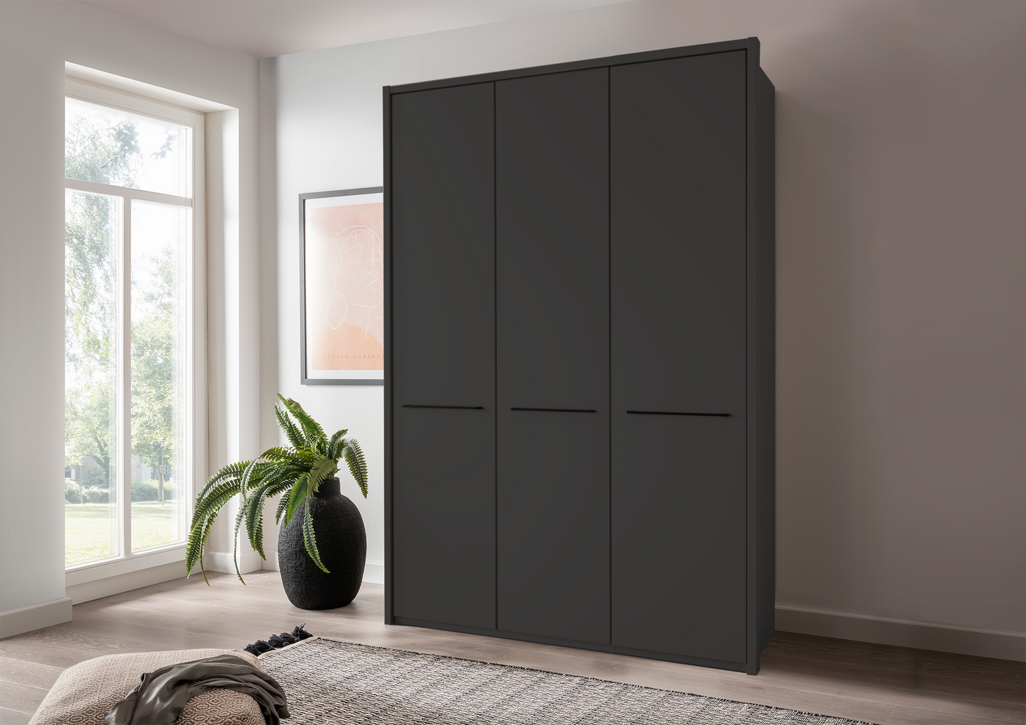 Cairo 3 Door Wardrobe Graphite 150cm