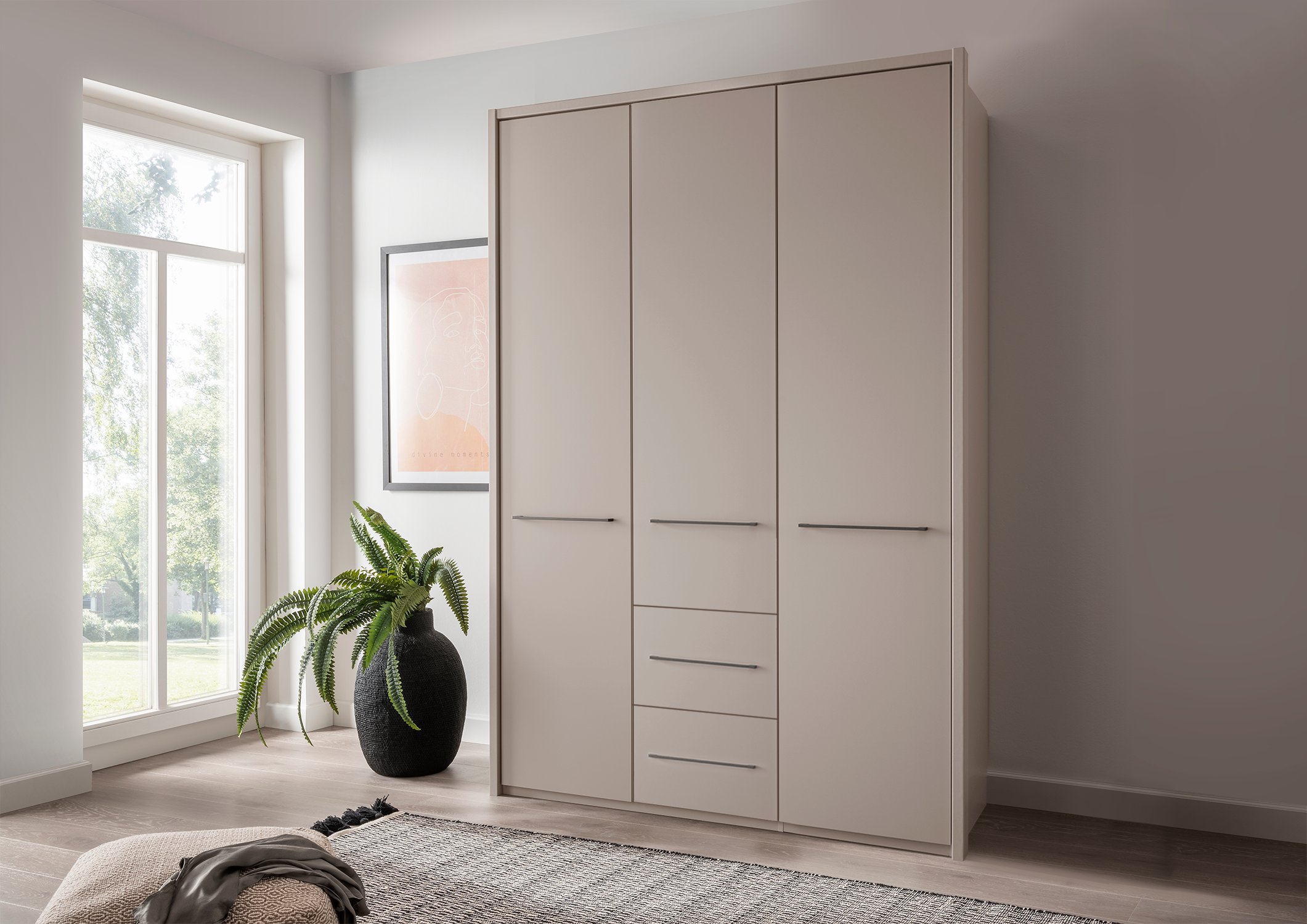 Cairo 3 Door Wardrobe Pebble Grey 150cm