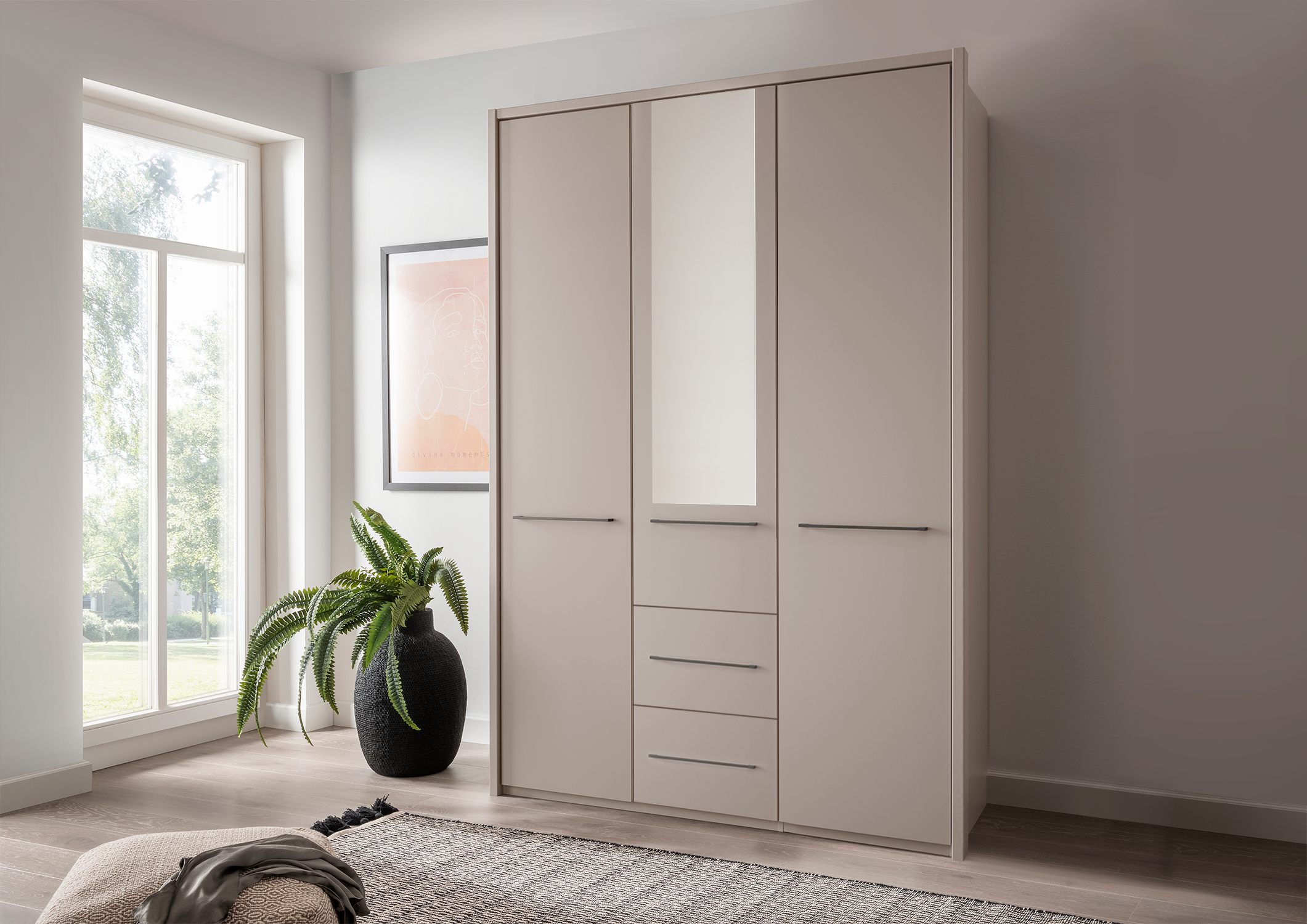 Cairo 3 Door Wardrobe Pebble Grey 150cm