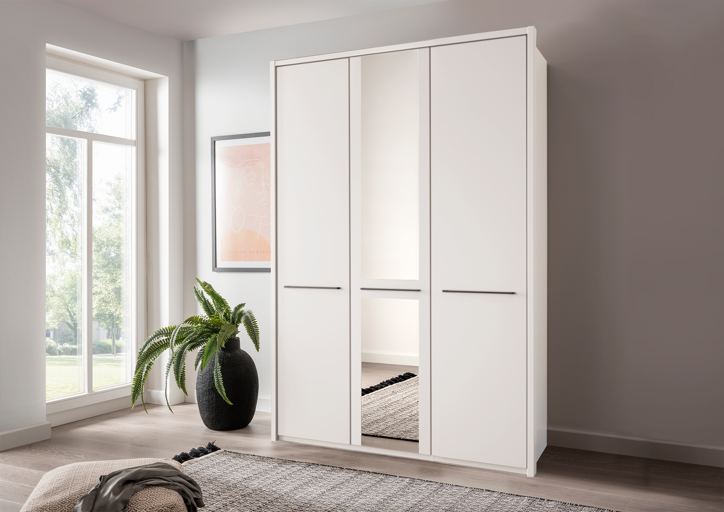 Cairo 3 Door Wardrobe White 150cm