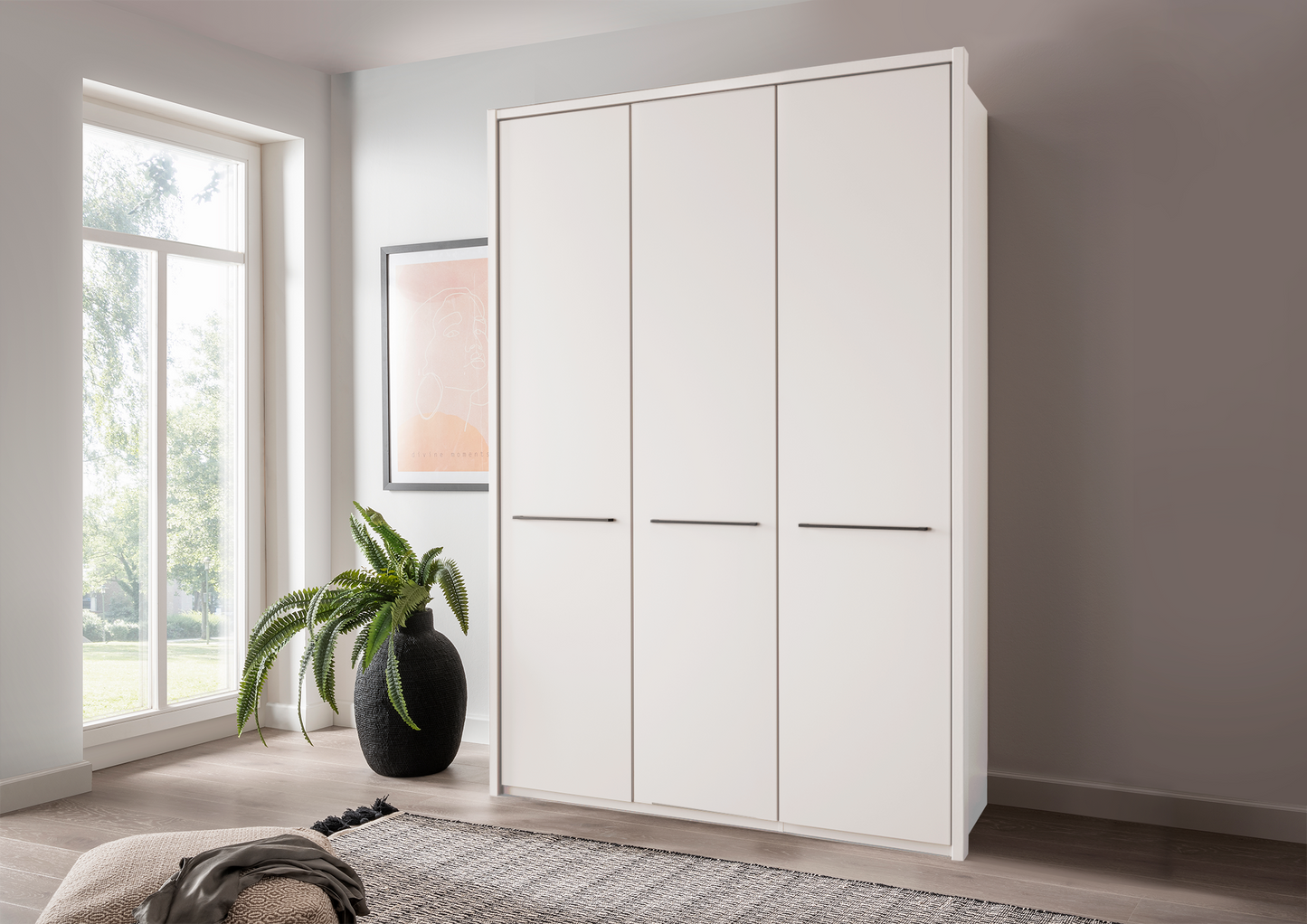 Cairo 3 Door Wardrobe White 150cm