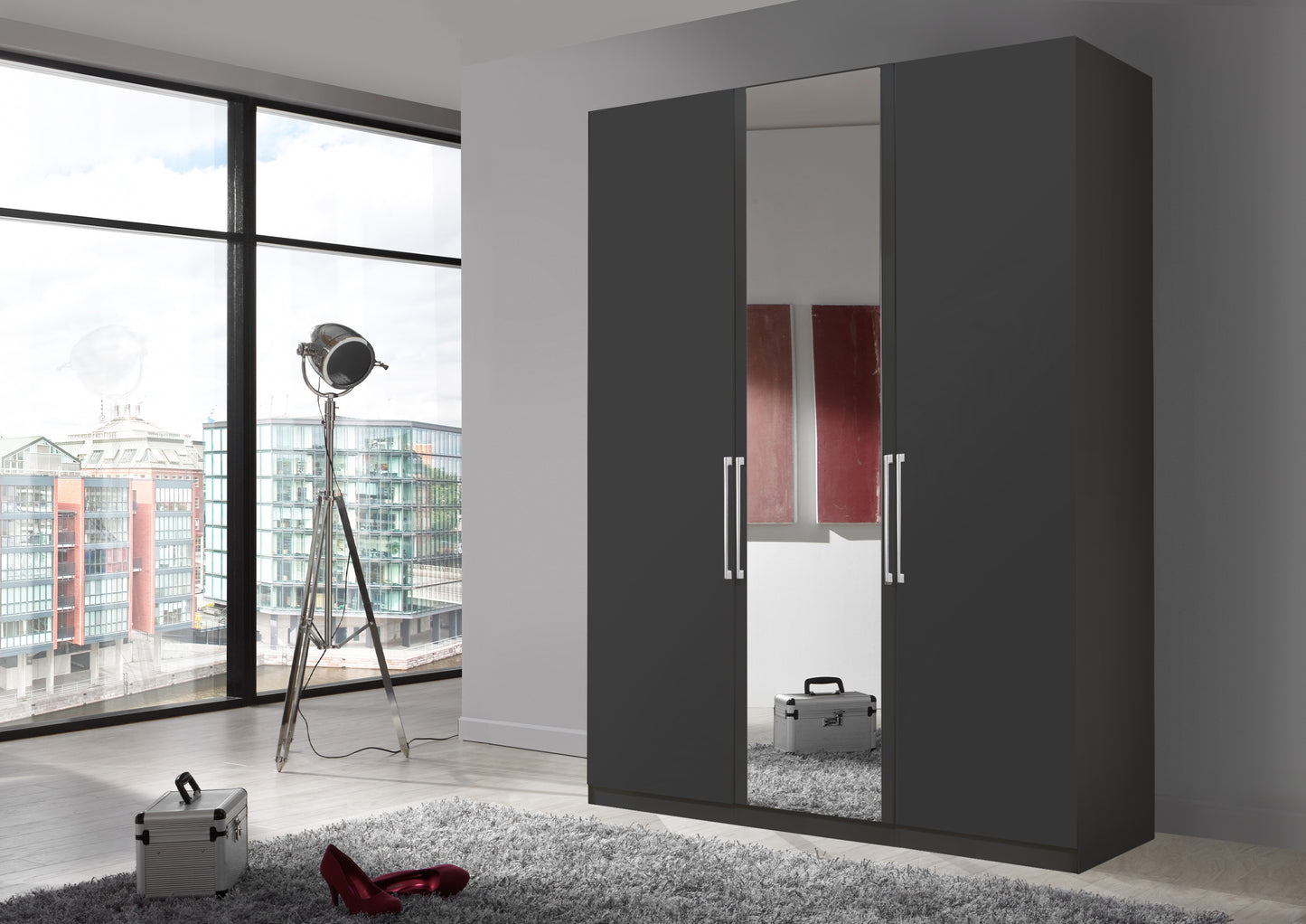 Bermuda Hinged 3 Door Wardrobe Matte Graphite 150cm