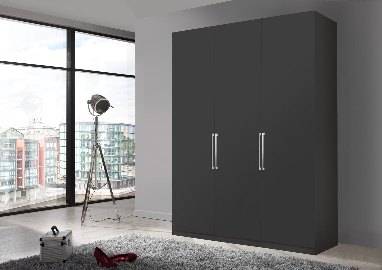 Bermuda Hinged 3 Door Wardrobe Matte Graphite 150cm