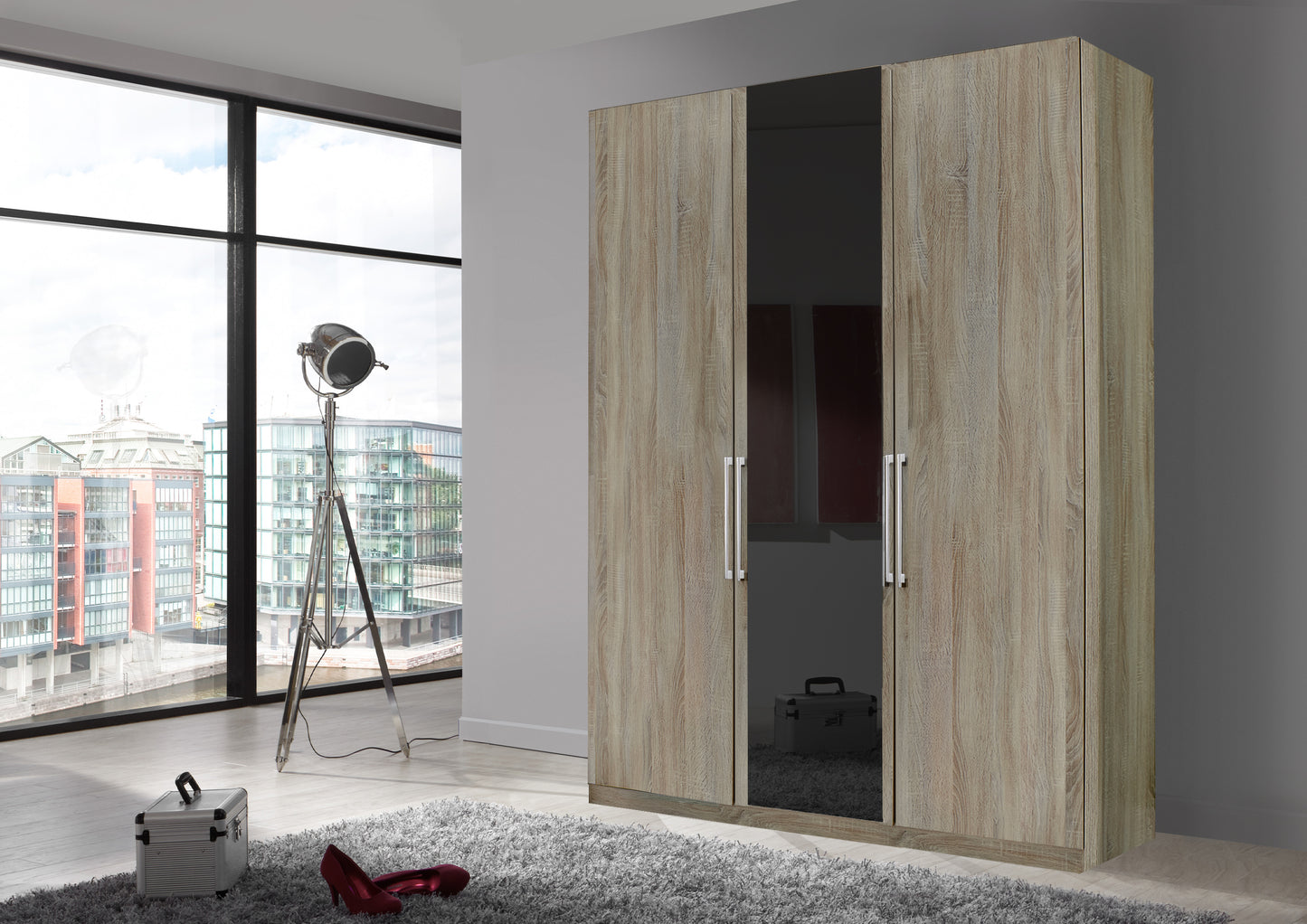 Bermuda Hinged 3 Door Wardrobe Rustic Oak 150cm