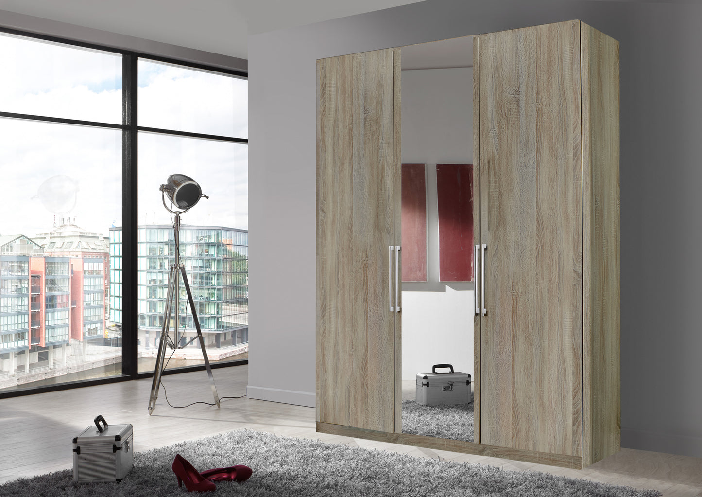 Bermuda Hinged 3 Door Wardrobe Rustic Oak 150cm