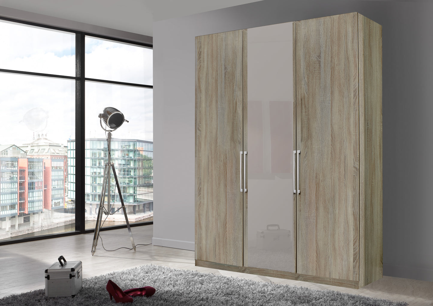 Bermuda Hinged 3 Door Wardrobe Rustic Oak 150cm