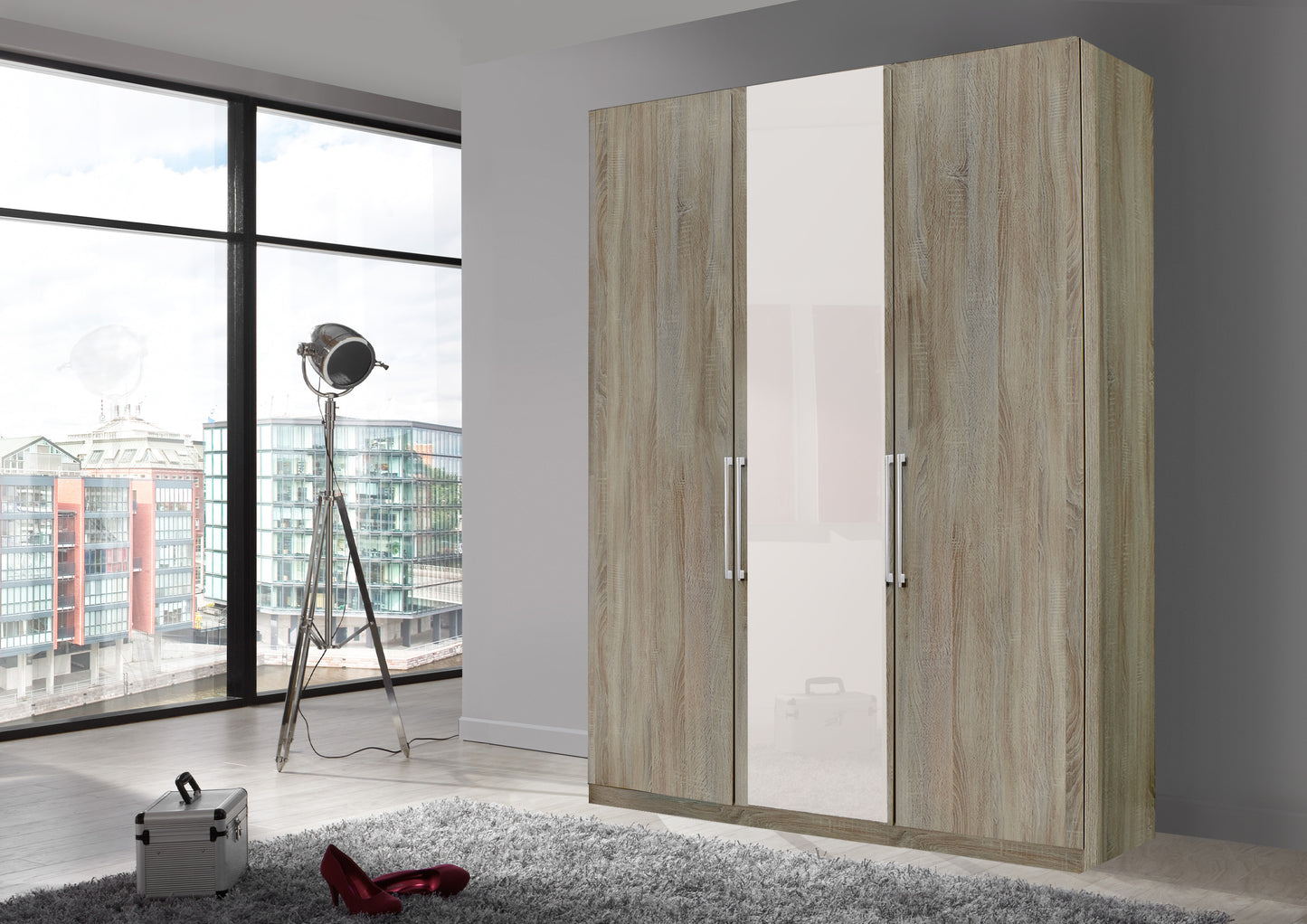 Bermuda Hinged 3 Door Wardrobe Rustic Oak 150cm