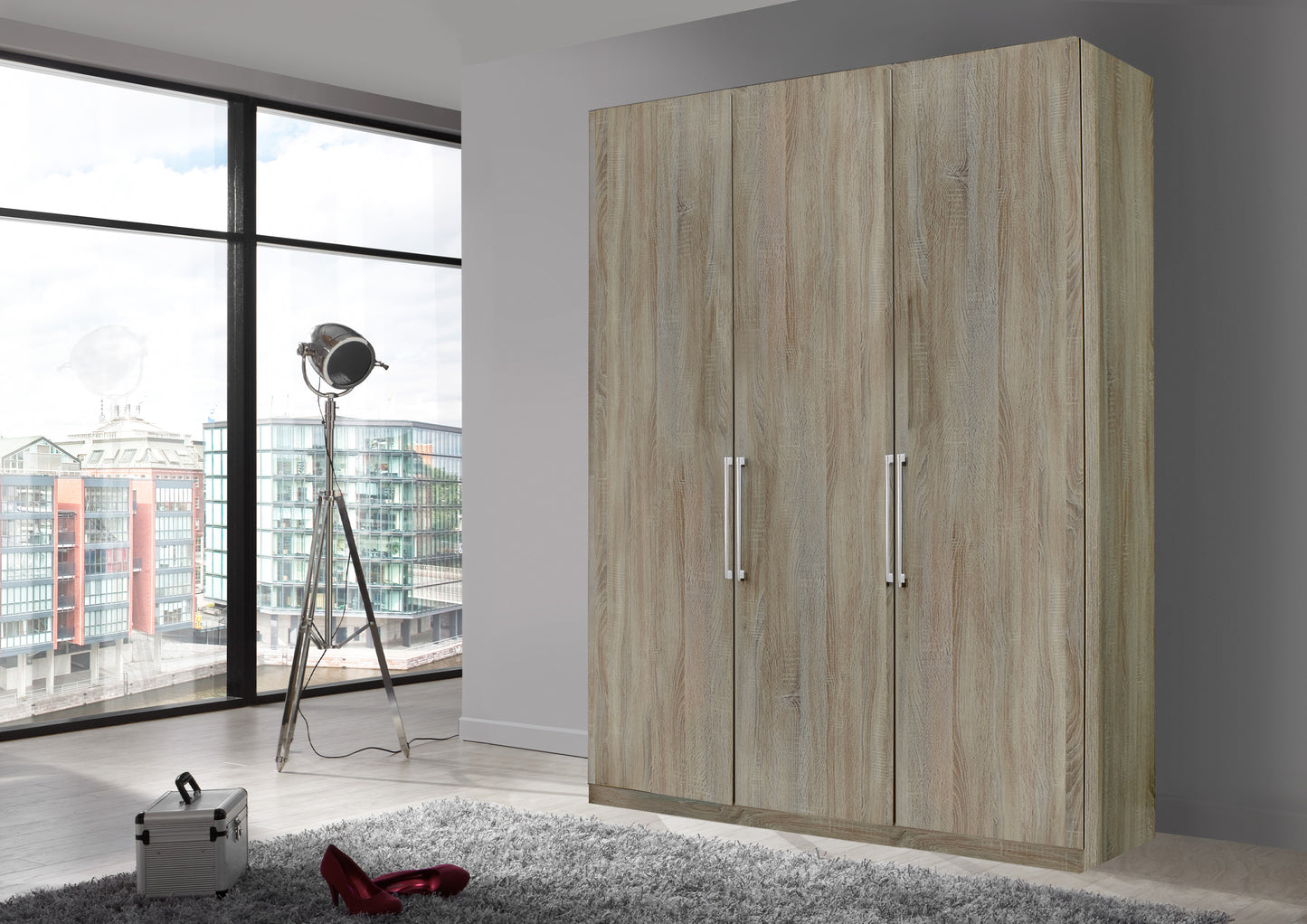 Bermuda Hinged 3 Door Wardrobe Rustic Oak 150cm