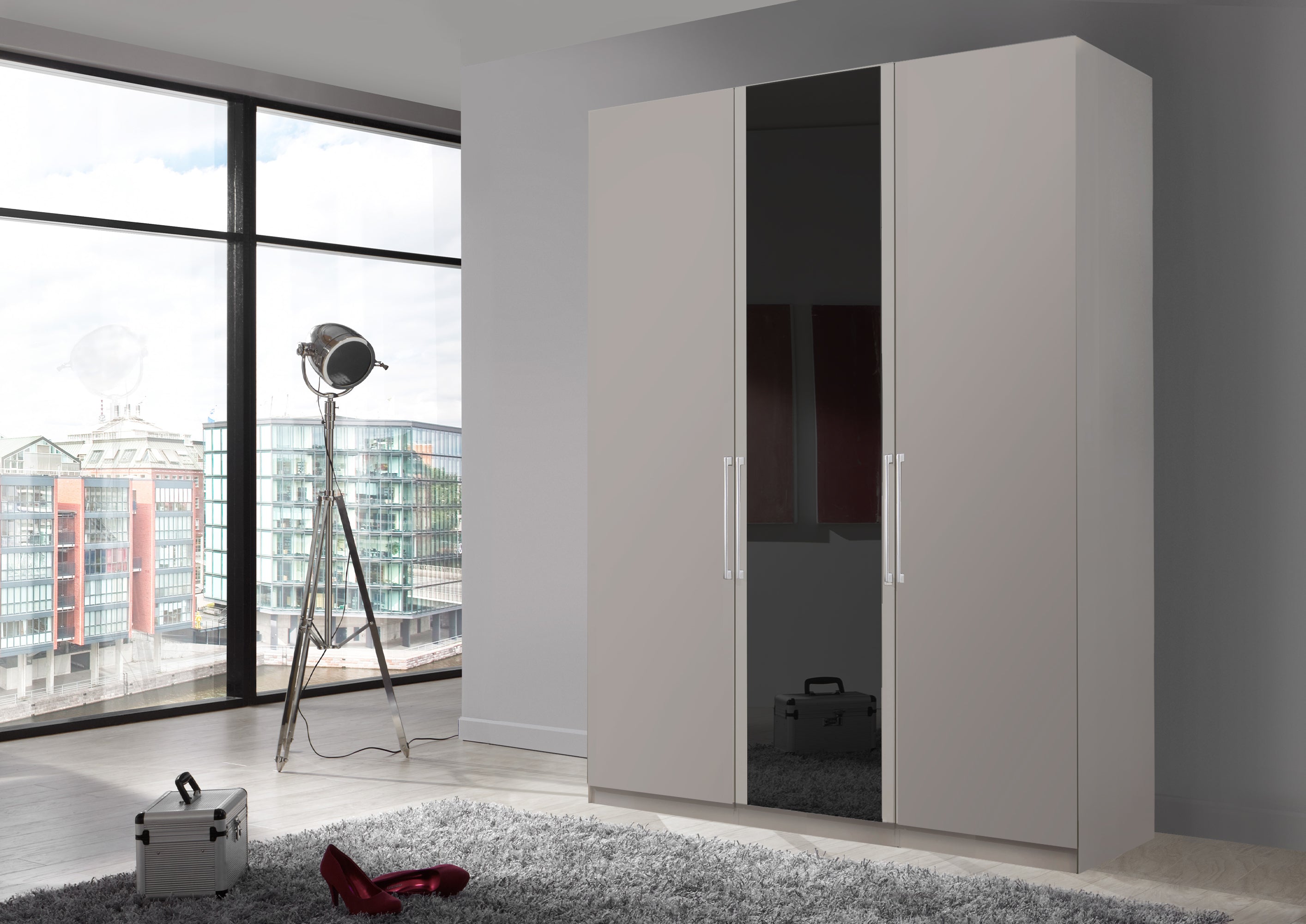Bermuda Hinged 3 Door Wardrobe Matte Pebble Grey 150cm