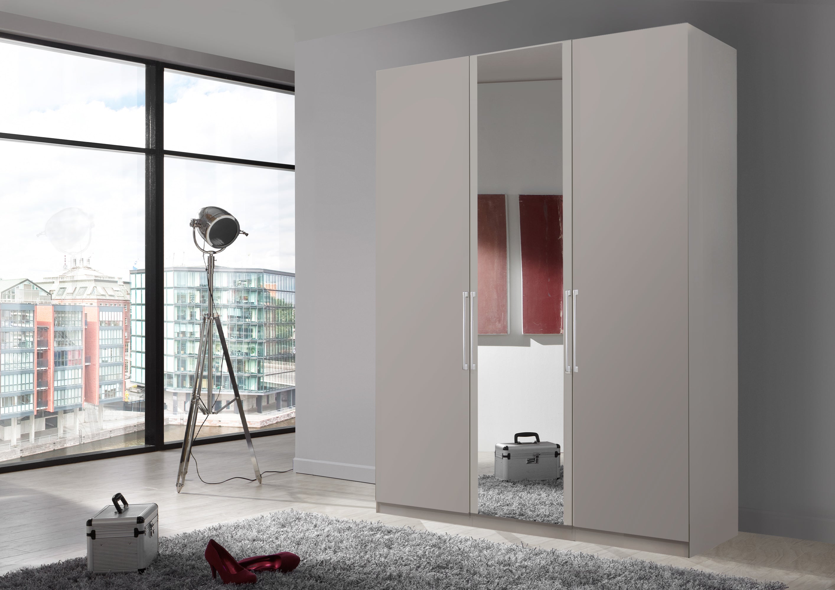 Bermuda Hinged 3 Door Wardrobe Matte Pebble Grey 150cm