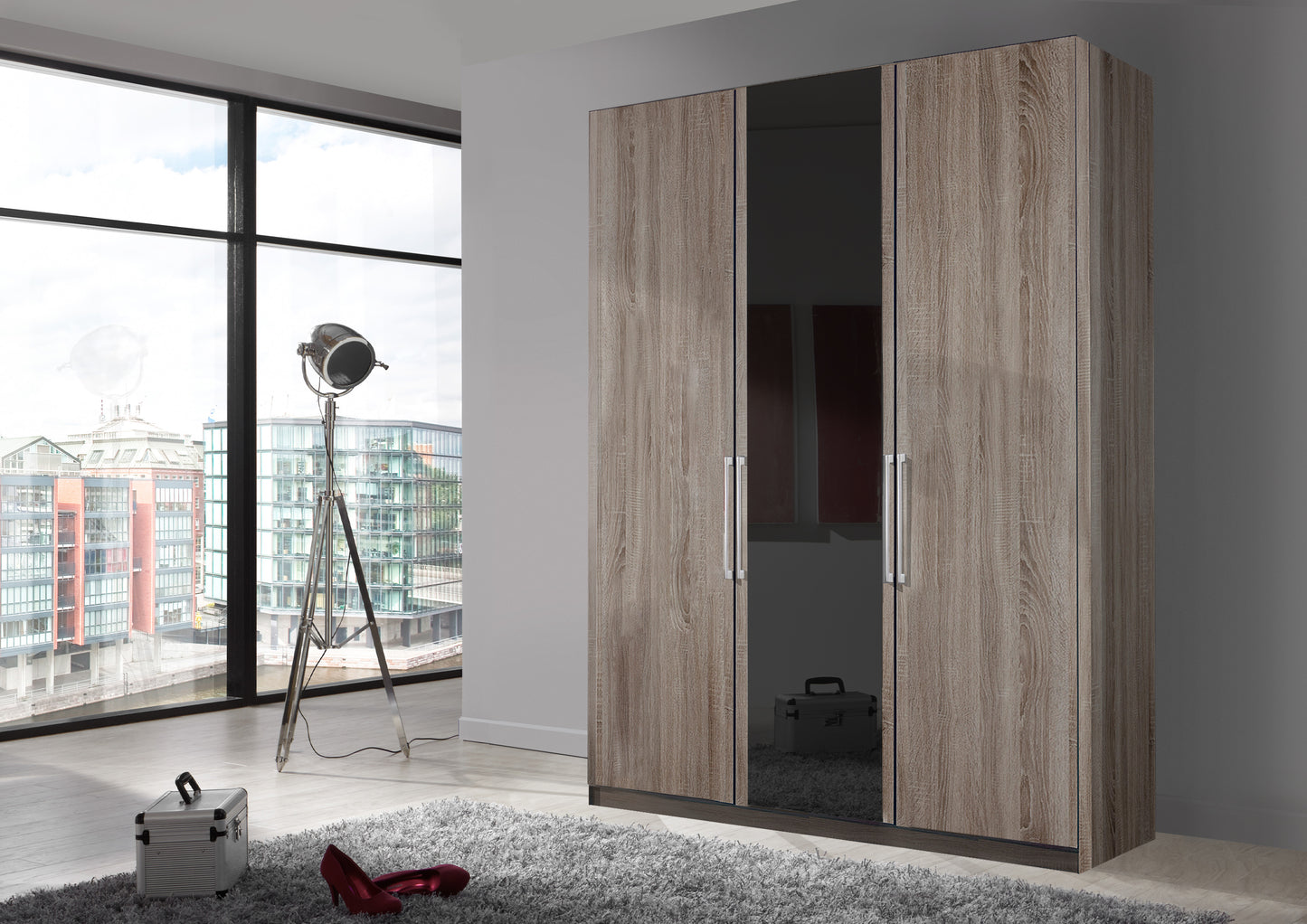 Bermuda Hinged 3 Door Wardrobe Dark Rustic Oak 150cm