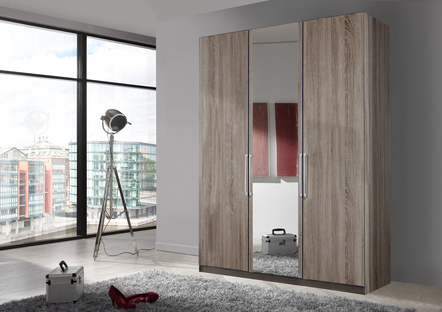 Bermuda Hinged 3 Door Wardrobe Dark Rustic Oak 150cm