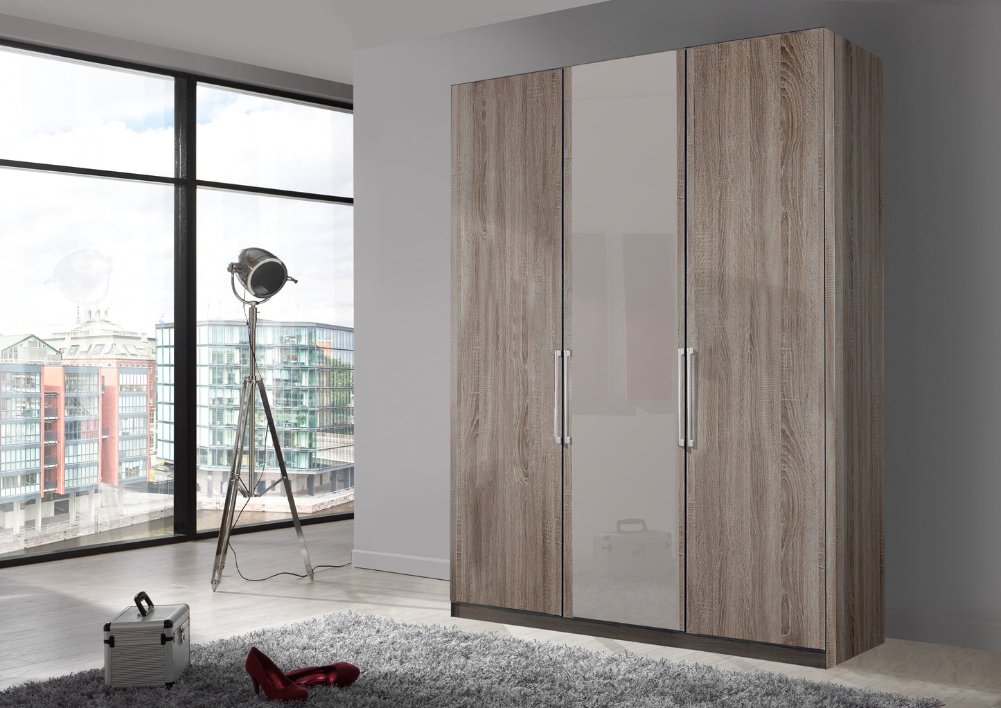 Bermuda Hinged 3 Door Wardrobe Dark Rustic Oak 150cm