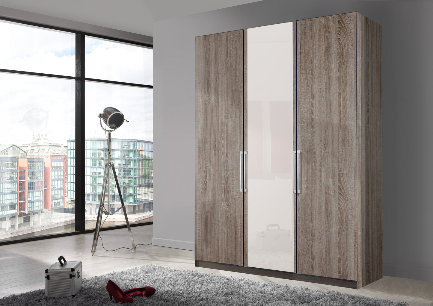 Bermuda Hinged 3 Door Wardrobe Dark Rustic Oak 150cm