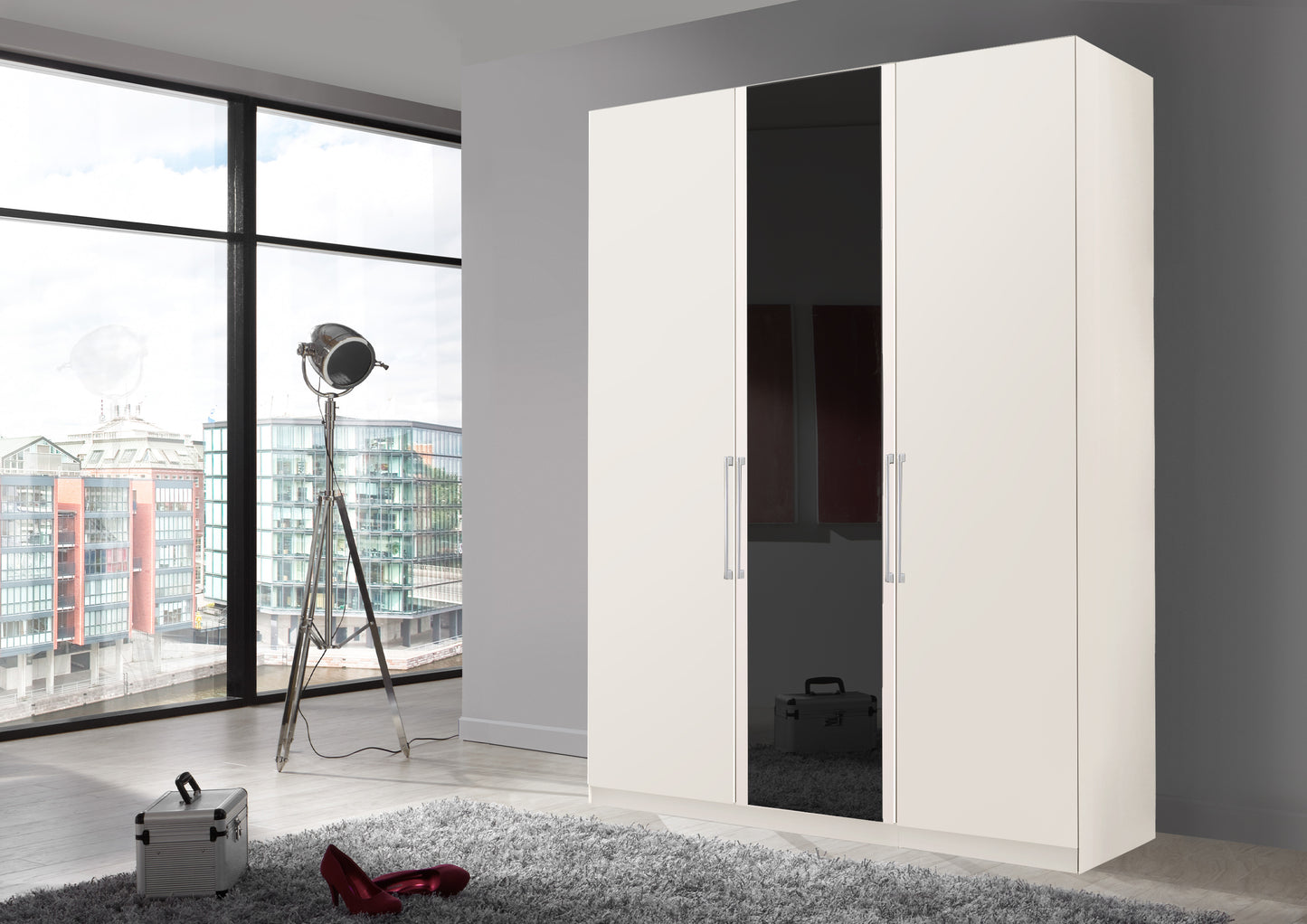 Bermuda Hinged 3 Door Wardrobe Matte White 150cm