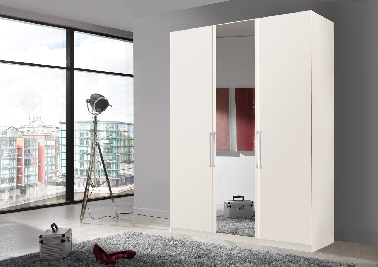 Bermuda Hinged 3 Door Wardrobe Matte White 150cm