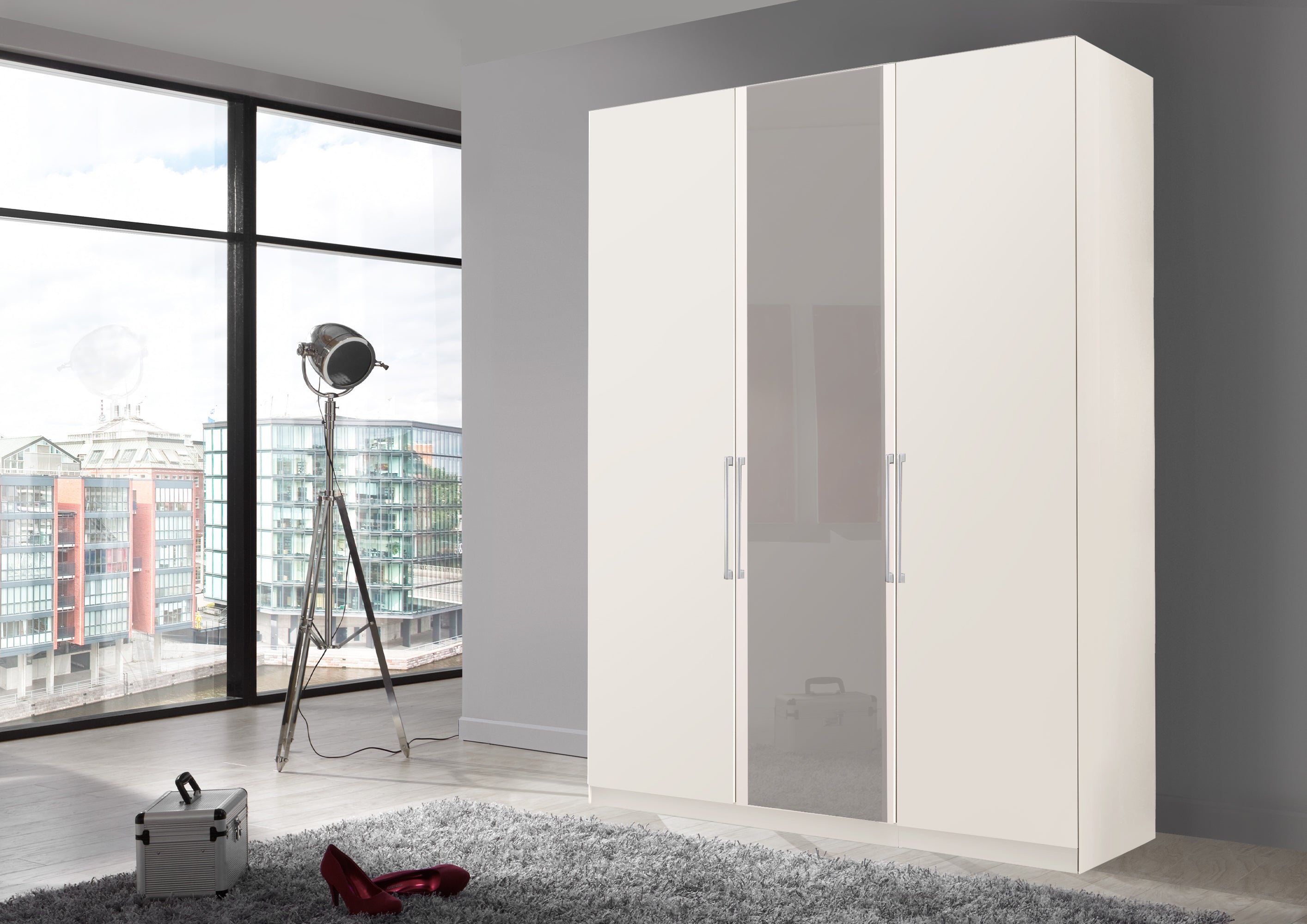 Bermuda Hinged 3 Door Wardrobe Matte White 150cm