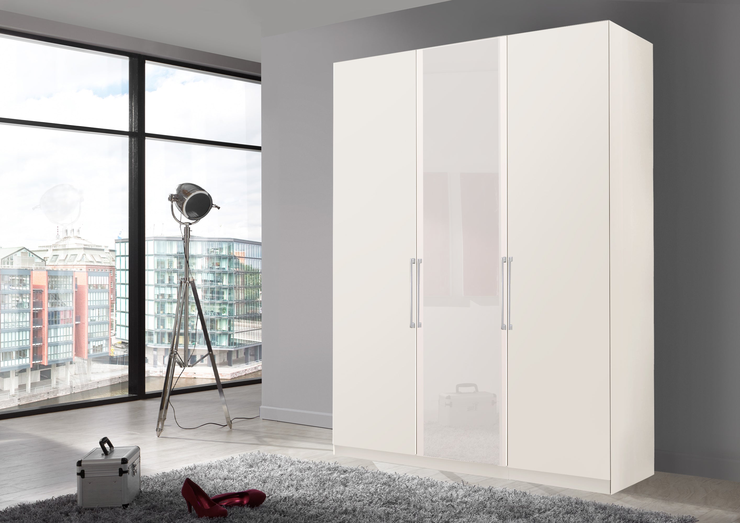 Bermuda Hinged 3 Door Wardrobe Matte White 150cm