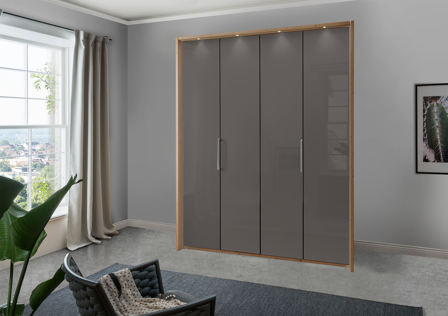 Munich 4 Door Wardrobe Glass Havana 200 cm