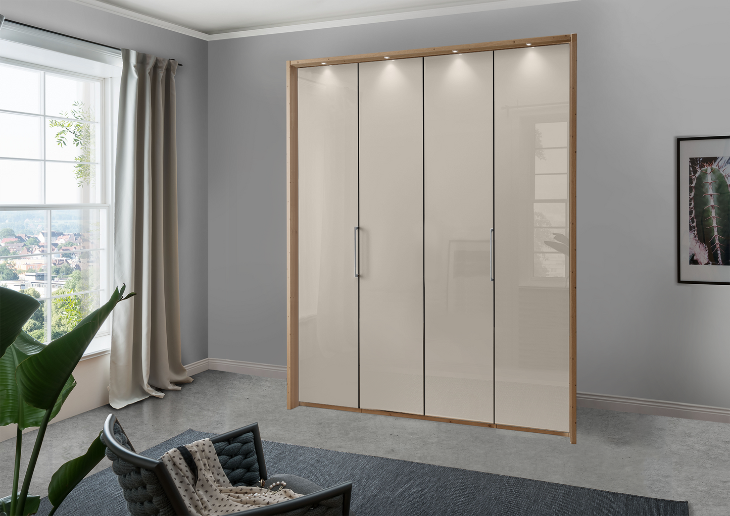 Munich 4 Door Wardrobe Glass Pebble Grey 200 cm