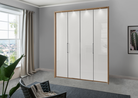 Munich 4 Door Wardrobe Glass White 200 cm