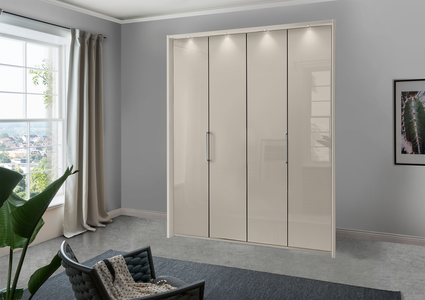 Munich 4 Door Wardrobe Glass Pebble Grey 200 cm