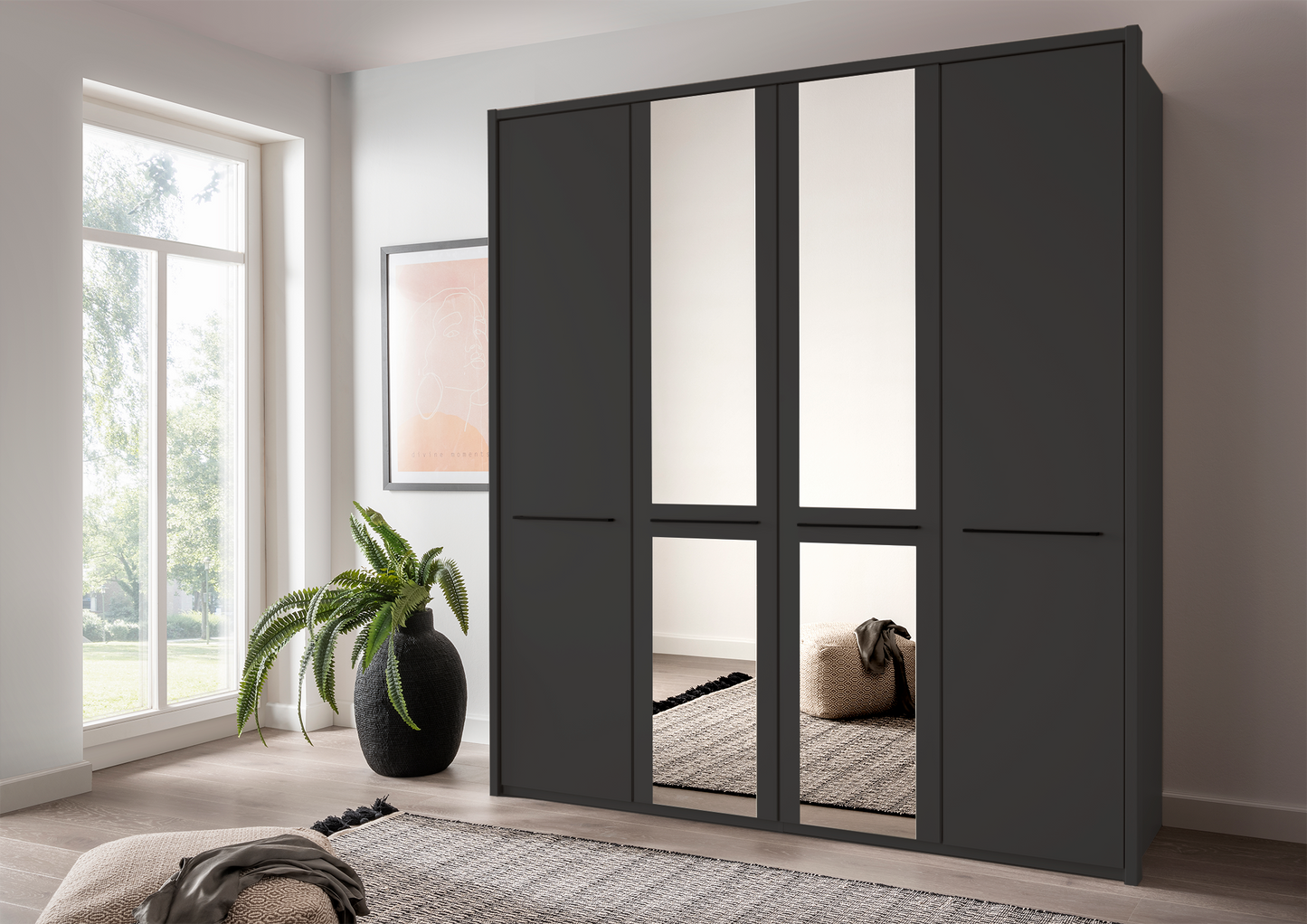 Cairo 4 Door Wardrobe Graphite 200cm